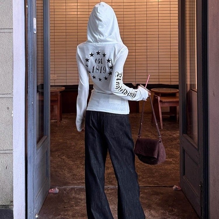 美式复古原牛黑色直筒牛仔裤女夏季高街腰带设计感宽松显瘦阔腿裤|undefined