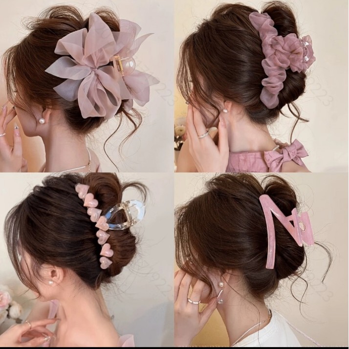 Cross-border new hair clip set, high-end oversized claw clip for women, light luxury pleated back-of-head clip, shark clip Cross-border new hair clip set, high-end oversized claw clip for women, light luxury pleated back-of-head clip, shark clip