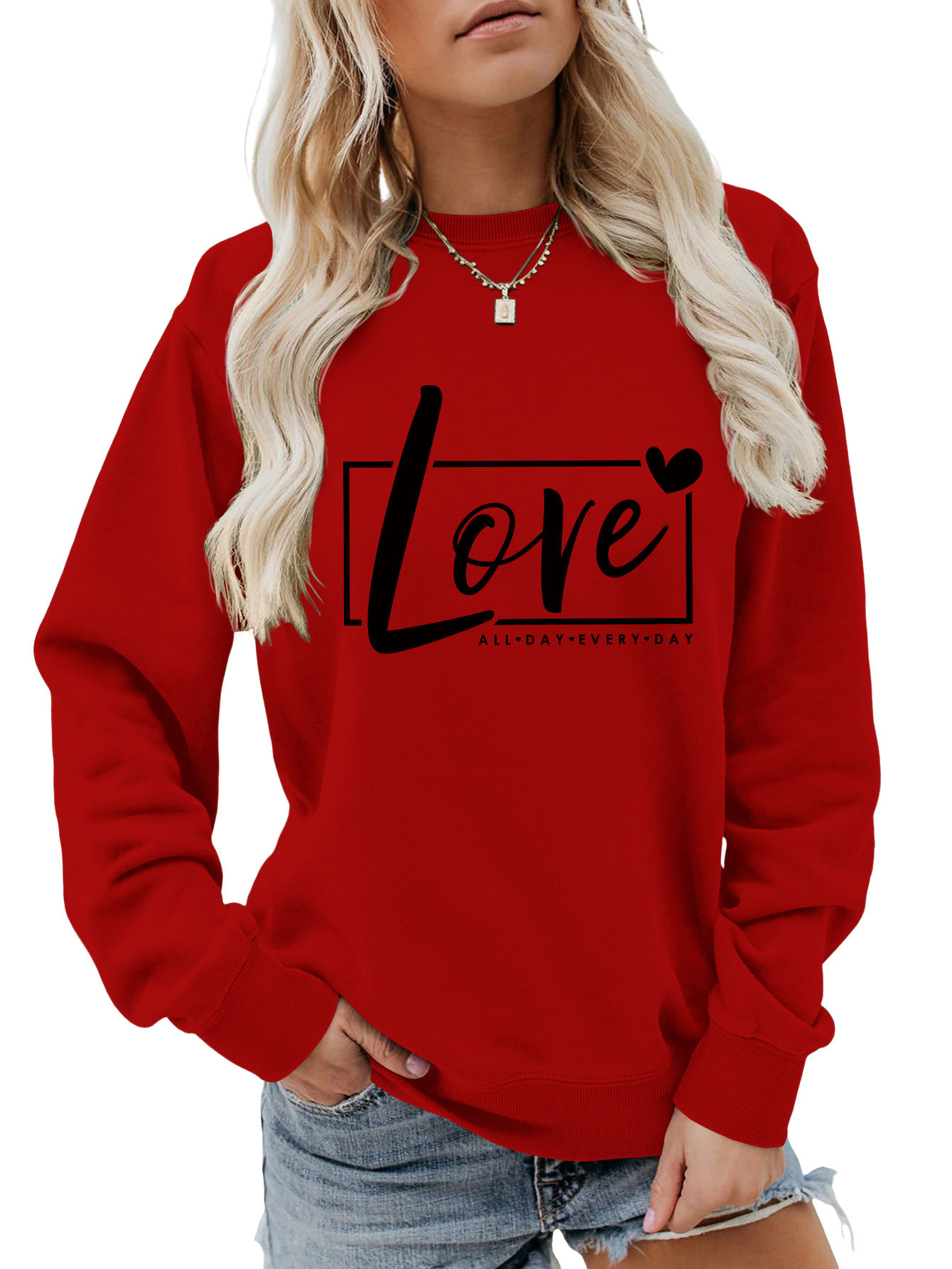 Women's Hoodies Long Sleeve Printing Basic Streetwear Letter Heart Shape display picture 2