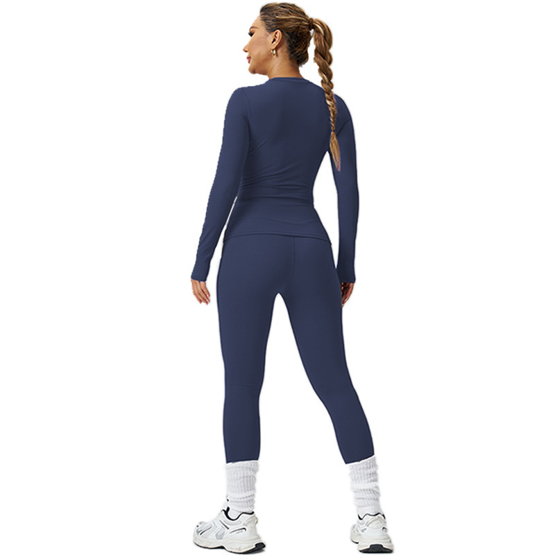 ヨガウェアセット レディース 秋冬 長袖 長ズボン ランニング プロスポーツ フィットネスウェア 高級感 タイトウェア 欧米風|undefined