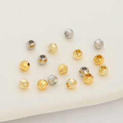 鍍真金強保色銅鐳射金珠子切角隔珠 DIY手鍊項鍊配件金色散珠子