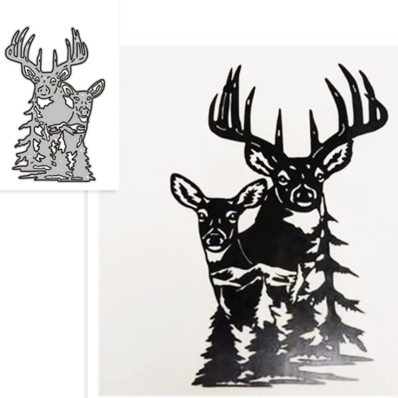 圣诞节系列 DIY 森林鹿金属压花刀模 镂空碳钢刀模 蚀刻刀模