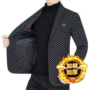 New High-End Men's Suit Jacket Slim Suit Autumn and Winter Cotton Thickeneded Work Wear 2025 New Style