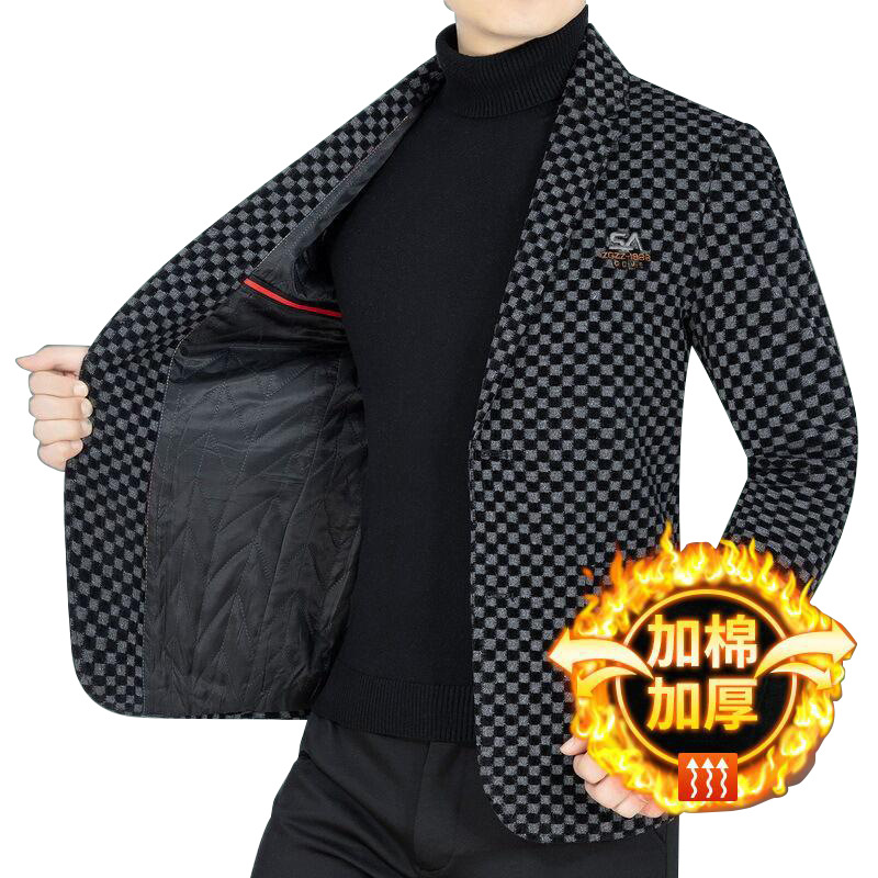 定制新款男装男士西装外套修身西服秋冬加棉加厚工作装2025新款