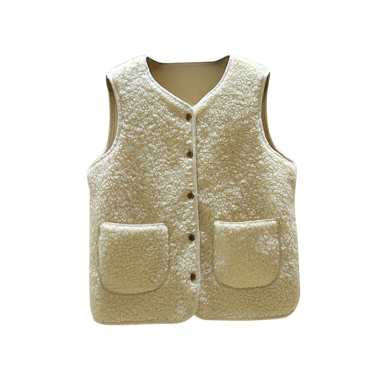 Cordero Chaleco de felpa para las mujeres 2023 Otoño e Invierno corto estilo coreano piel integrada todo-fósforo chaleco