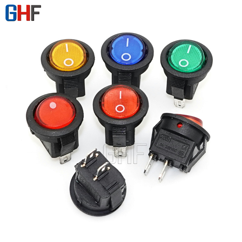 直销16.5MM 15MM圆形小开关小圆船型翘板开关 红色通明盖跷板开关