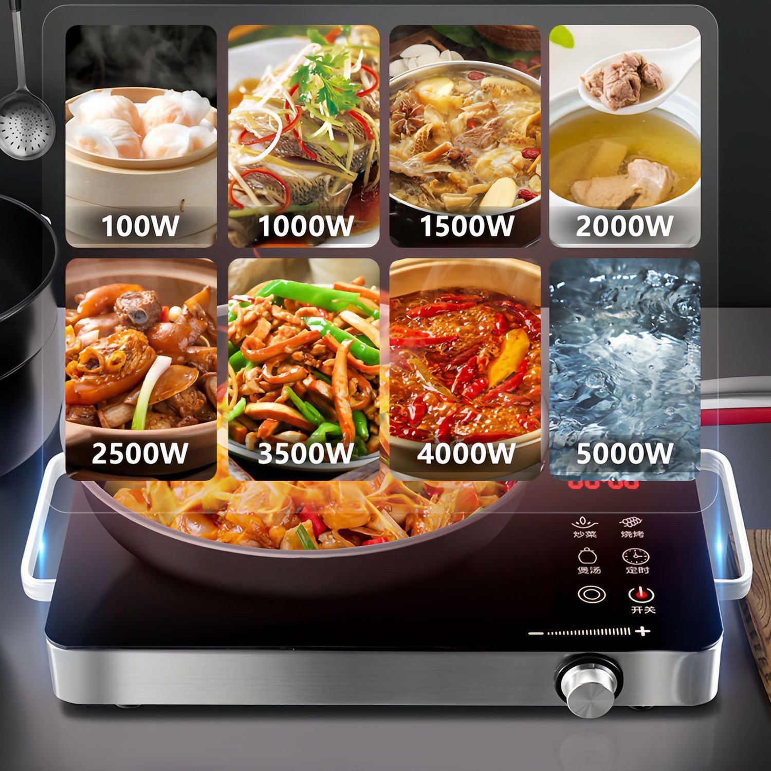 Multifunctional New Smart Stir-Fry 5000 High-Power Electric Ceramic Stove Induction Cooker for Home Use Without Picking Pots for Barbecue Direct Sales