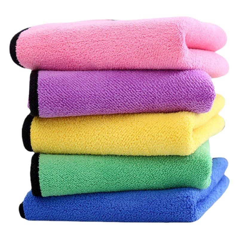 Factory Wholesale Coral Fleece Car Cleaning Towel, Double-Sided Car Cleaning Cloth, Thick Absorbent Towel with Logo Printing