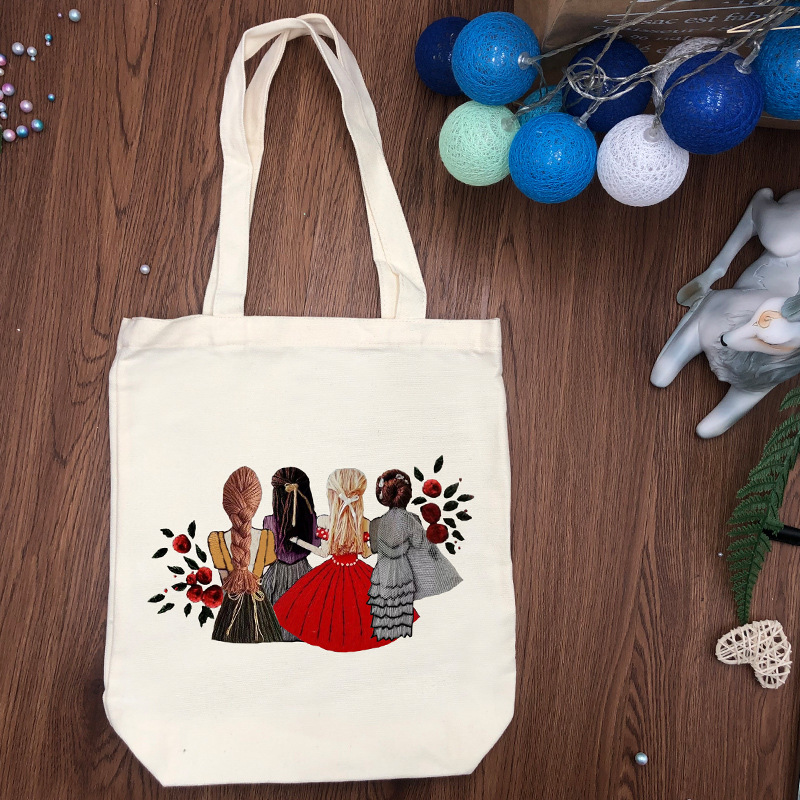 Original-bordado bolsa de lona DIY material bolsa estudiante bolsa de tela hombro hecho a mano principiante material bolsa kit Su bordado