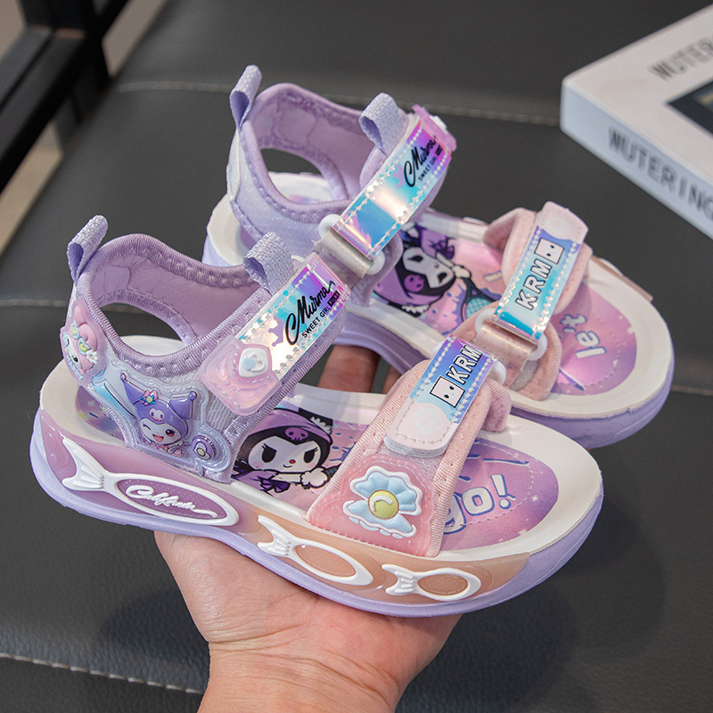 Sandalias de Princesa con Estampa de Dibujos para Niñas, Suela Suave y Antideslizante para Playa