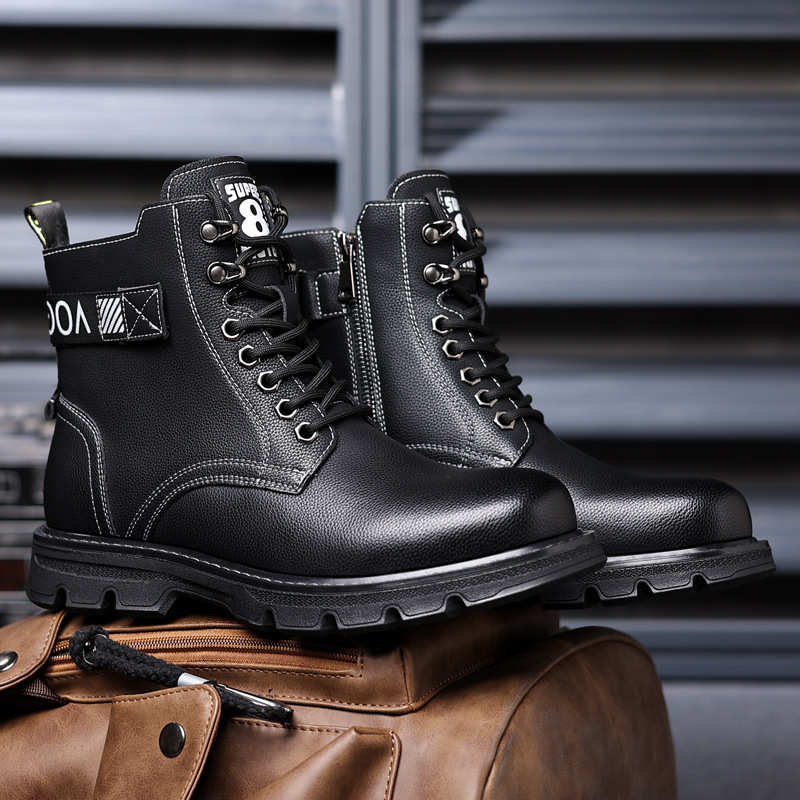 Herren Martin Lederstiefel Britischer Stil Schnürschuhe_voghion.com