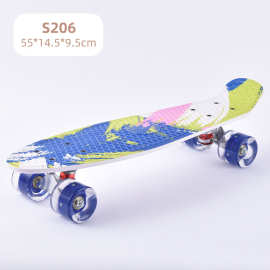 青少年轮滑板多色水转印闪光轮铝支架鱼板滑板初学者刷街练习滑板