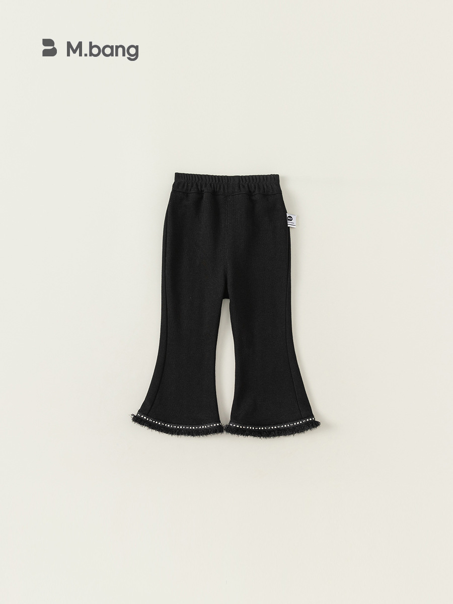 Pantalones acampanados de invierno estilo coreano para niñas de Yubao, con forro de felpa y pantalones infantiles gruesos.