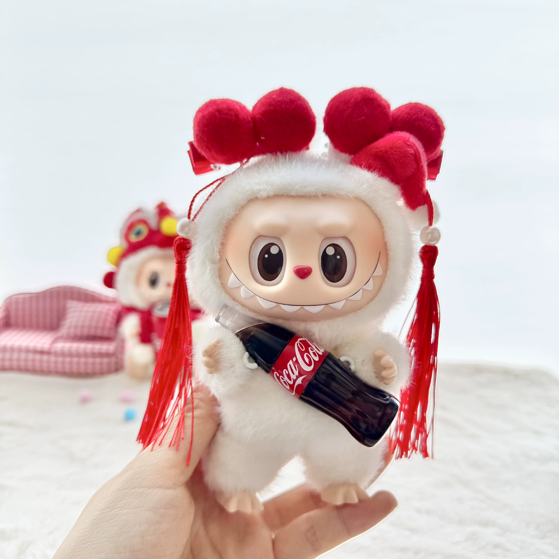 Платье одиночное] Ключи 1-го и 2-го поколения подвеска Labubu одежда Labo ткань cola счастья Новый год набор