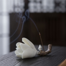 栀子花香插陶瓷线香香座笔架德化白瓷茶具茶道配件茶台茶桌摆件