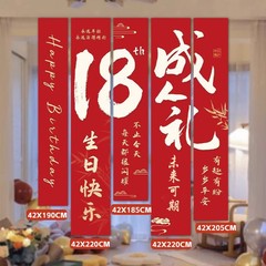 成人式の女の子18歳の男の子の女の子の成人式の誕生日の配置のシーンは男の子の背景の壁を飾ります。