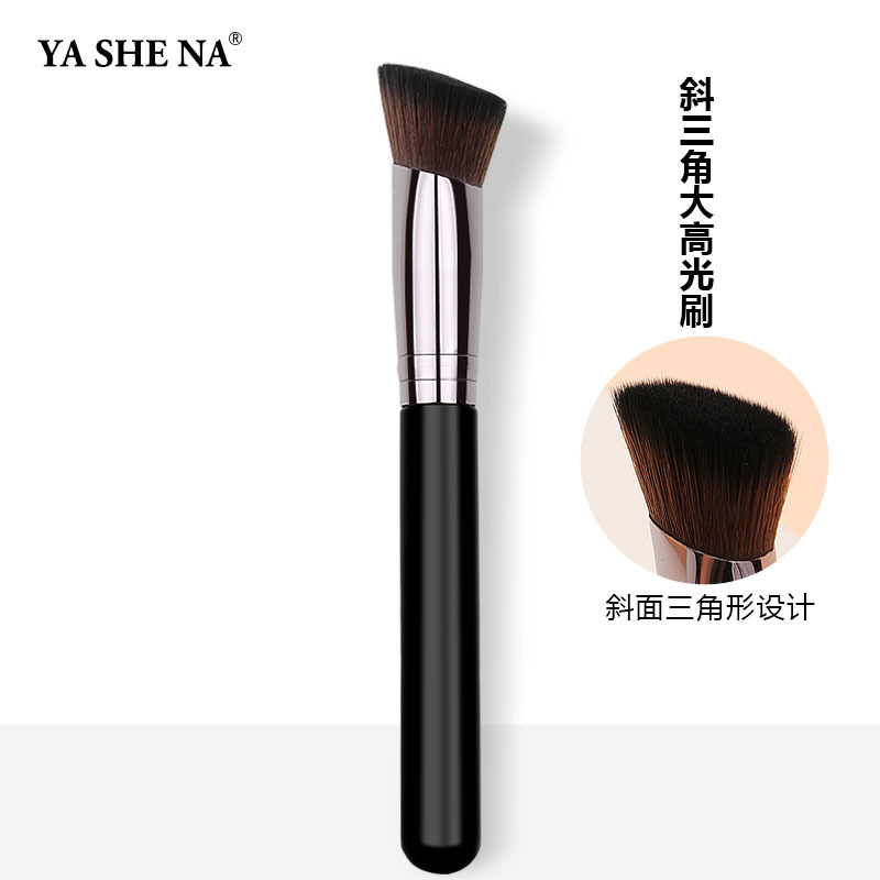 新款单支木柄化妆刷斜三角形高光刷提亮泪沟遮瑕无刷痕面部遮瑕刷|undefined