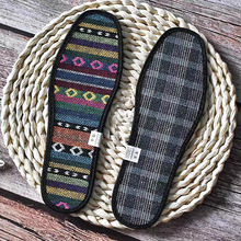 亚麻透气鞋垫绣花鞋垫纯手工运动竹炭男女编制民族风防臭就站不累