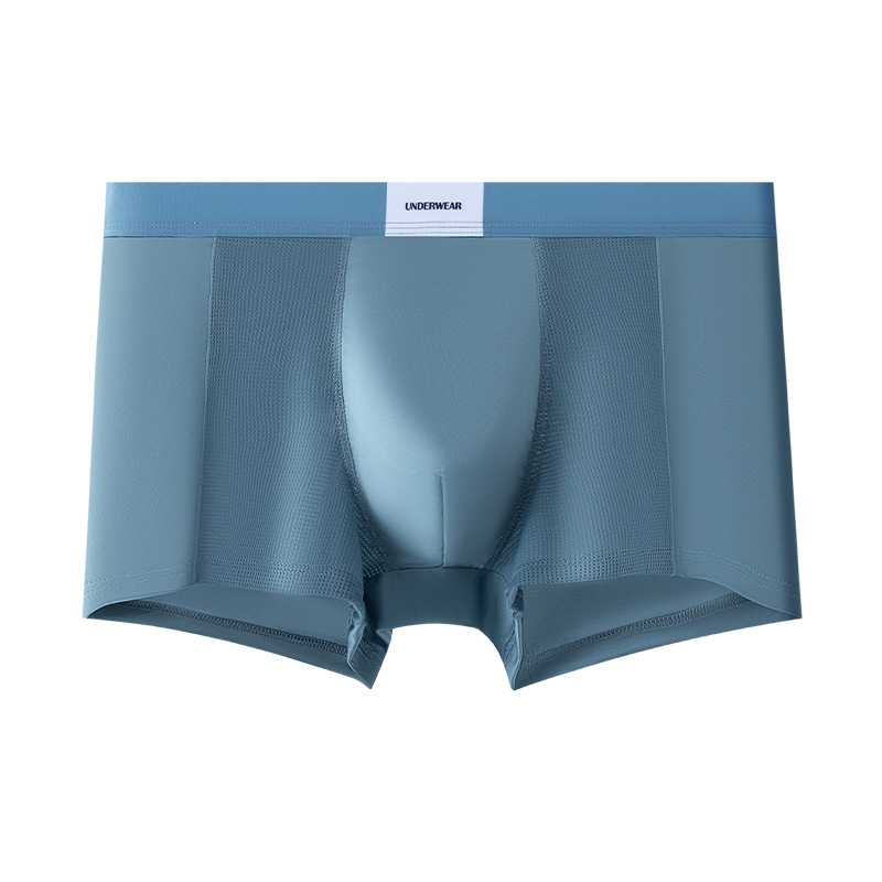 Calzoncillos de seda de hielo para hombres de nuevo estilo, pantalones cuadrangulares de gran tamaño 10A antibacterianos, transpirables y cómodos, pantalones cortos de malla de color sólido