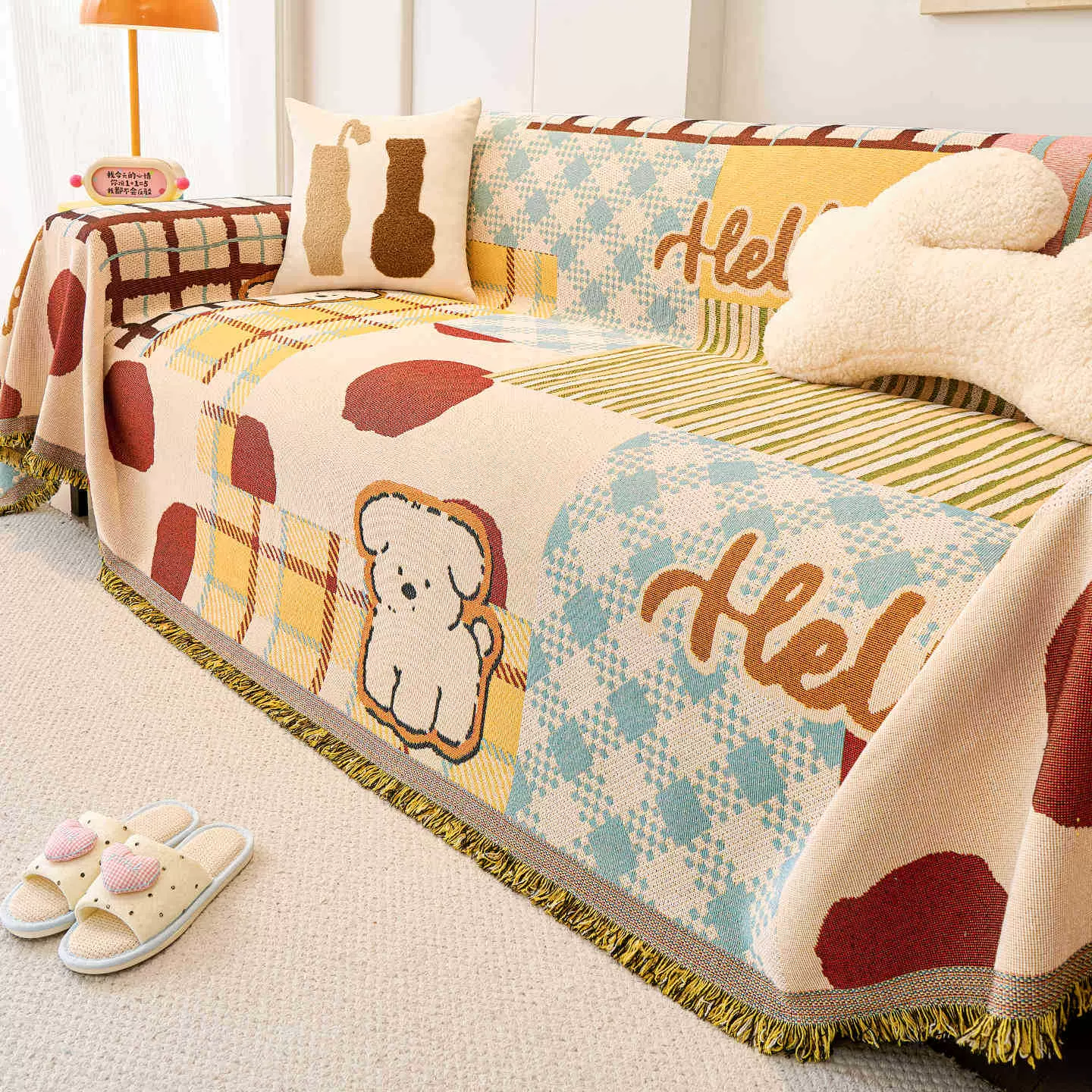 卡通沙发盖布四季通用防猫抓2026年新款沙发巾全盖套罩防滑沙发垫