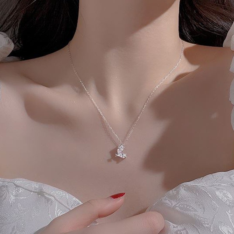 S925银新款清新气质高级感简约锆石项链女时尚轻奢百搭锁骨链批发|undefined