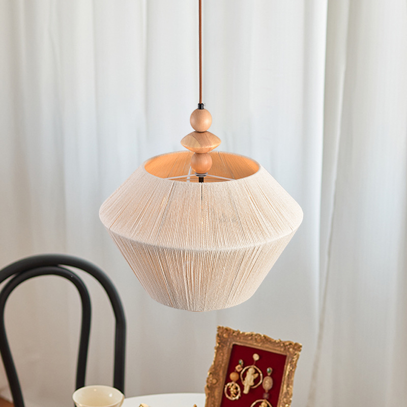 lámpara de dormitorio de madera sólida medieval, viento tranquilo, sala de estar retro, lámpara de algodón, lámpara de tejido de restaurante japonés