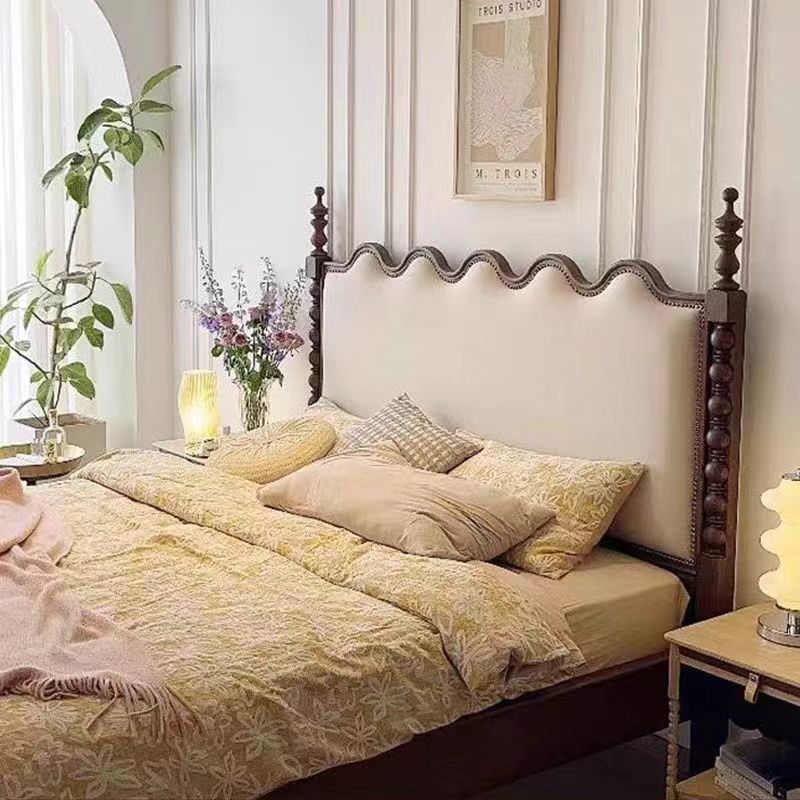 French Mid-Century Style Solid Wood Bed Master Bedroom Secondary Bedroom Double Modern Simple Light Luxury American Retro Bed Wedding Bed Large Bed