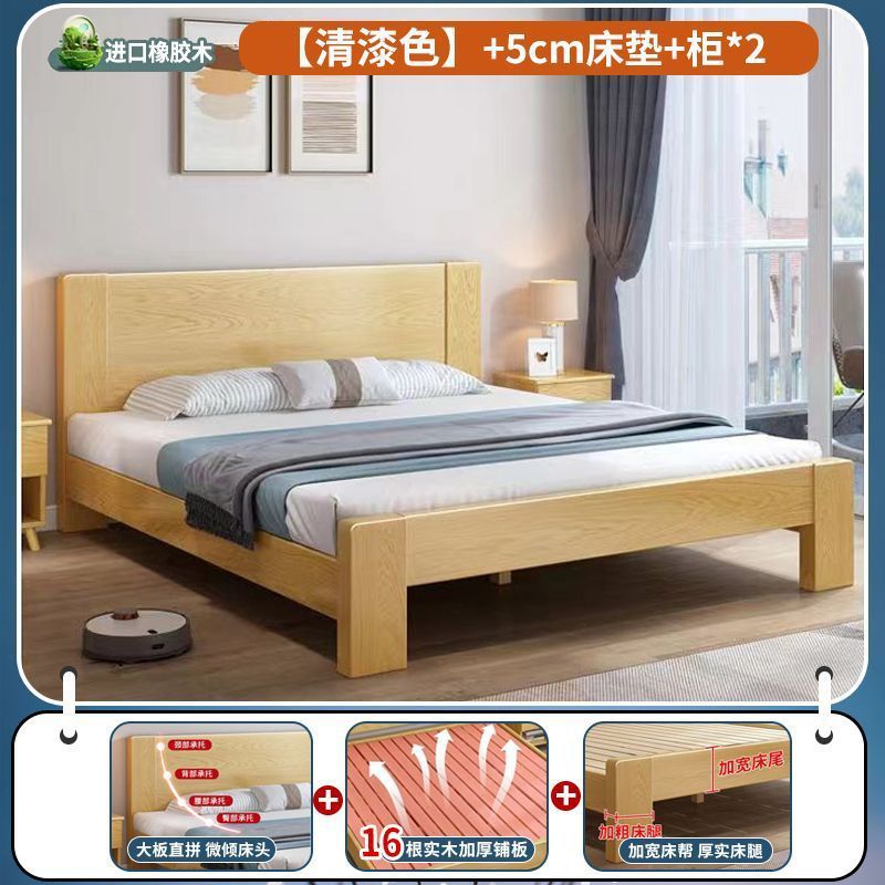 Camas de madera sólida 1.5m casa 1.8m cama doble dormitorio principal tipo de casa pequeña 1.2m alquiler simple marco de cama individual