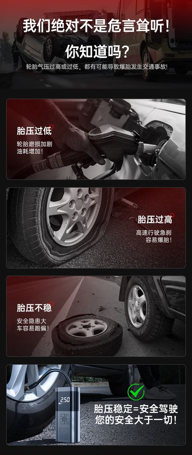 Car Portable Air Pump Cordless Electric Dual Cylinder High Pressure Tire Inflator