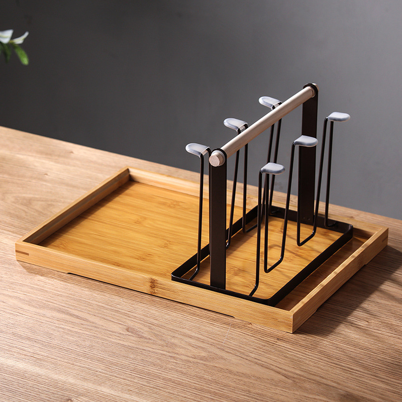 Portavasos invertido con drenaje, estilo japonés, soporte de hierro para cocina al por mayor