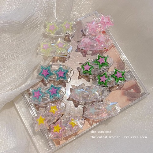 Y2K Millennial Sweet Cool Girl Fine Glitter Atmosphere Star Hairpin Side Bangs One-word Duckbill Side Clip Hair Accessories
