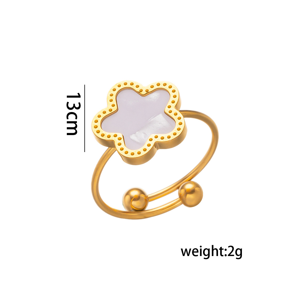 Five leaf flower ring Titanium steel five leaf clover ring Lucky five leaf flower ring _voghion.com