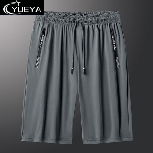 Men's Summer Thin Five-Finger Shorts New Men's Sports Shorts Loose High Elastic Quick-Dry Ice Silk Beach Shorts