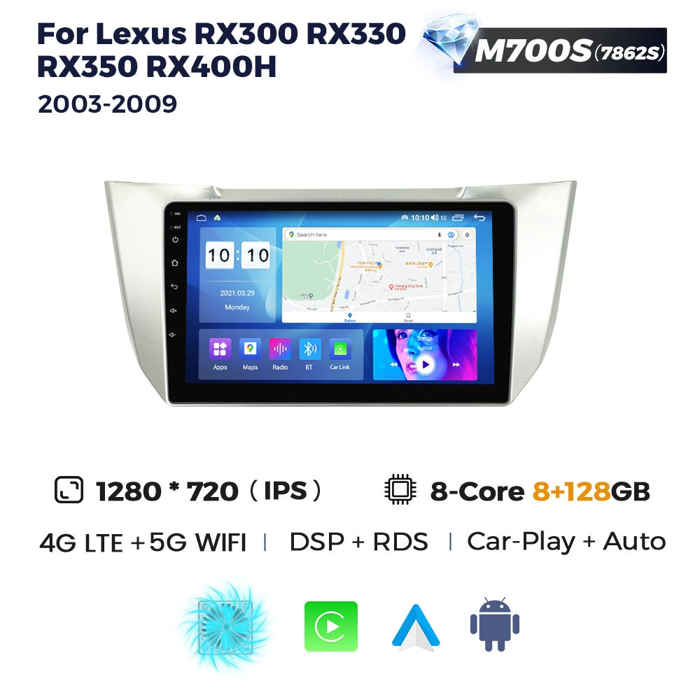 Подходит для Lexus RX S RX300 2003–2009, Android крупный экран, мультимедиа центральной консоли, навигация, радио, 8+256