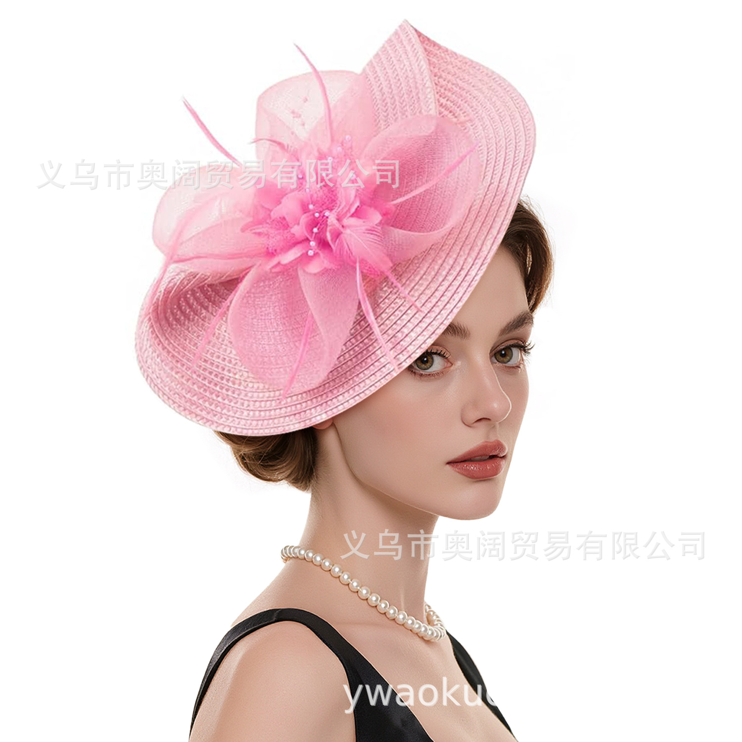 European and American Amazon bridal headpiece, horse racing festival, ball party, banquet hat, exaggerated headwear, feather mesh headpiece, hair accessory