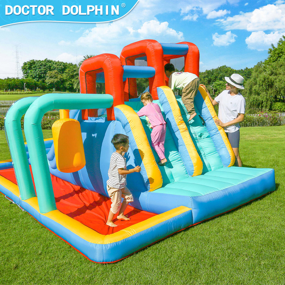 Doctor dolphin | Diapositiva inflable del hogar del castillo inflable con el pequeño parque del agua de los niños del tobogán acuático