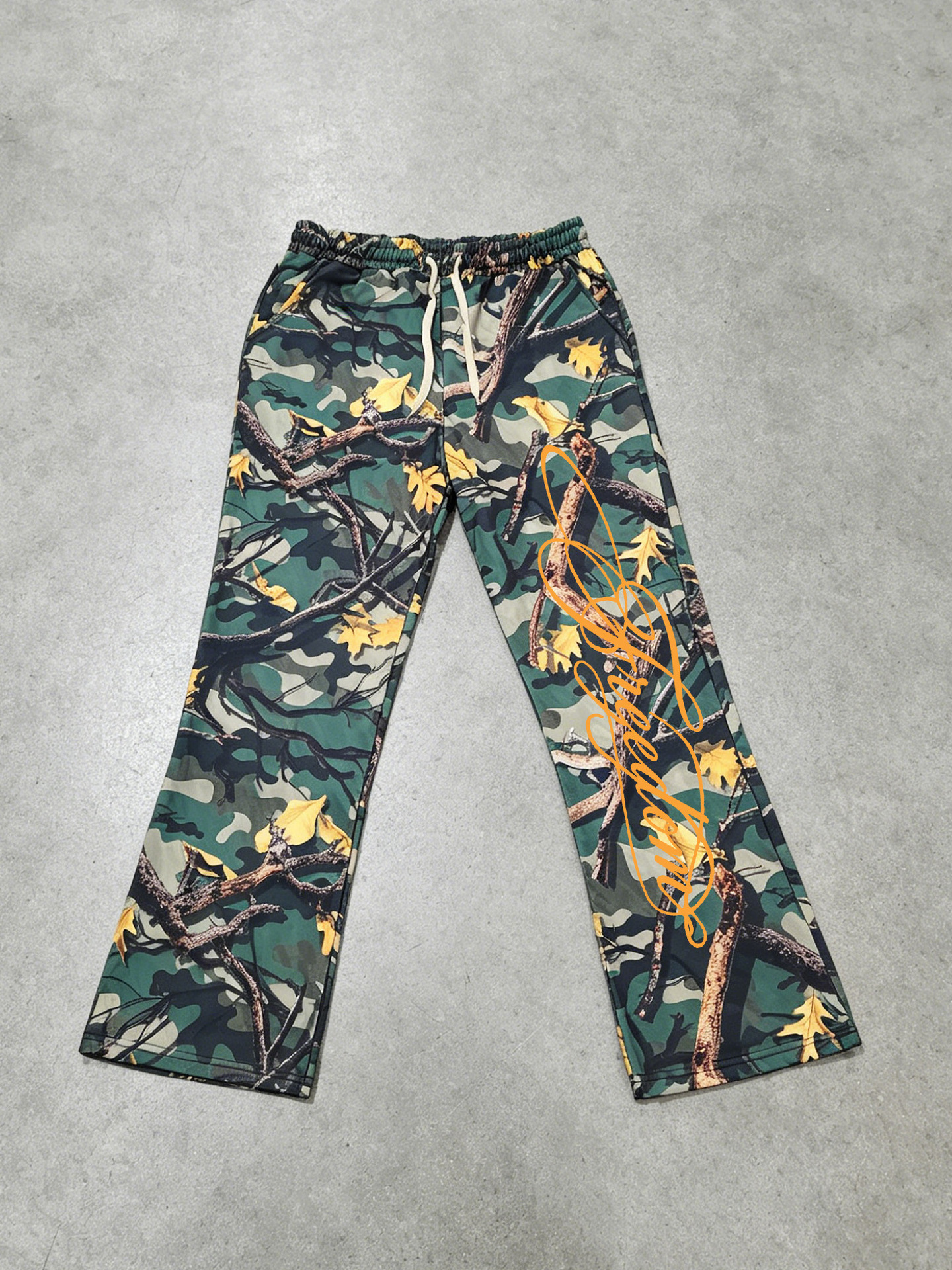 Men's Forest Camouflage Freedom Signature Print Hoodie And Flared Sweatpants Two-Piece Set Casual Comfortable Streetwear_viptrois.com