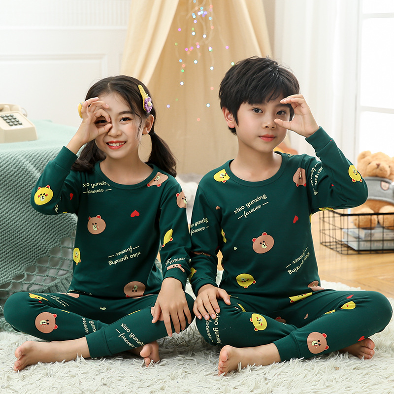 YX 녹색 곰 머리 잠옷 세트
