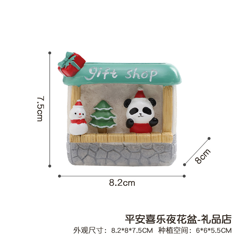 Chậu cây hình cửa hàng đồ ăn động vật Giáng Sinh resin, chậu mọng nước mini, trang trí sân vườn (RG-206)