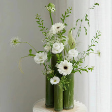 竹筒插花瓶花器订婚礼庆摆件造景环创造景新鲜竹子花盆瓶装饰布置