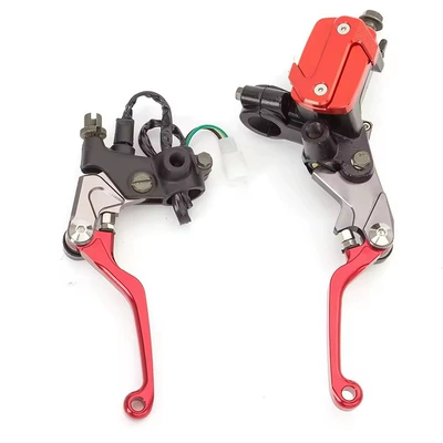 Suitable for Off-Road Motorcycles Like Honda, Yamaha, Kawasaki, Suzuki, Ktm, Etc., Modified Anti-Fall Brake Pump Handlebar Horns (Motorcycle frame) - red