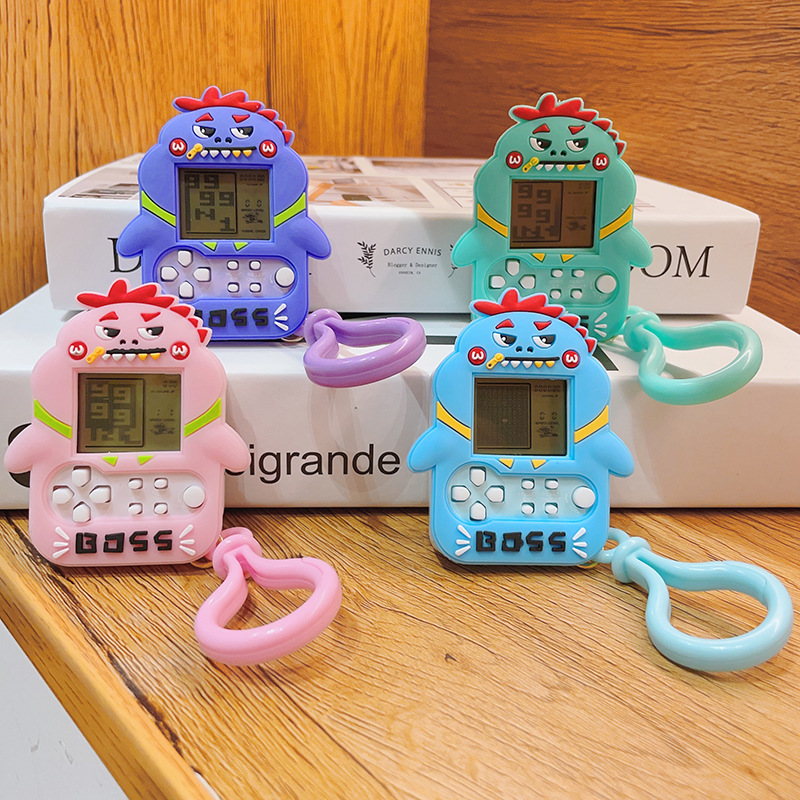 卡通恐龙游戏机钥匙扣复古俄罗斯方块手掌游戏挂件爪机小礼品批发