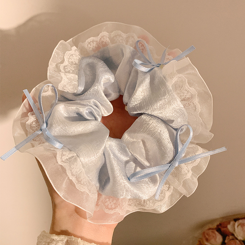 Encaje retro francés, diadema de intestino grueso, mujer 2025, nuevo estilo, cuerda para el cabello, banda de goma, lazo, dulce cuerda para el cabello, accesorios para el cabello