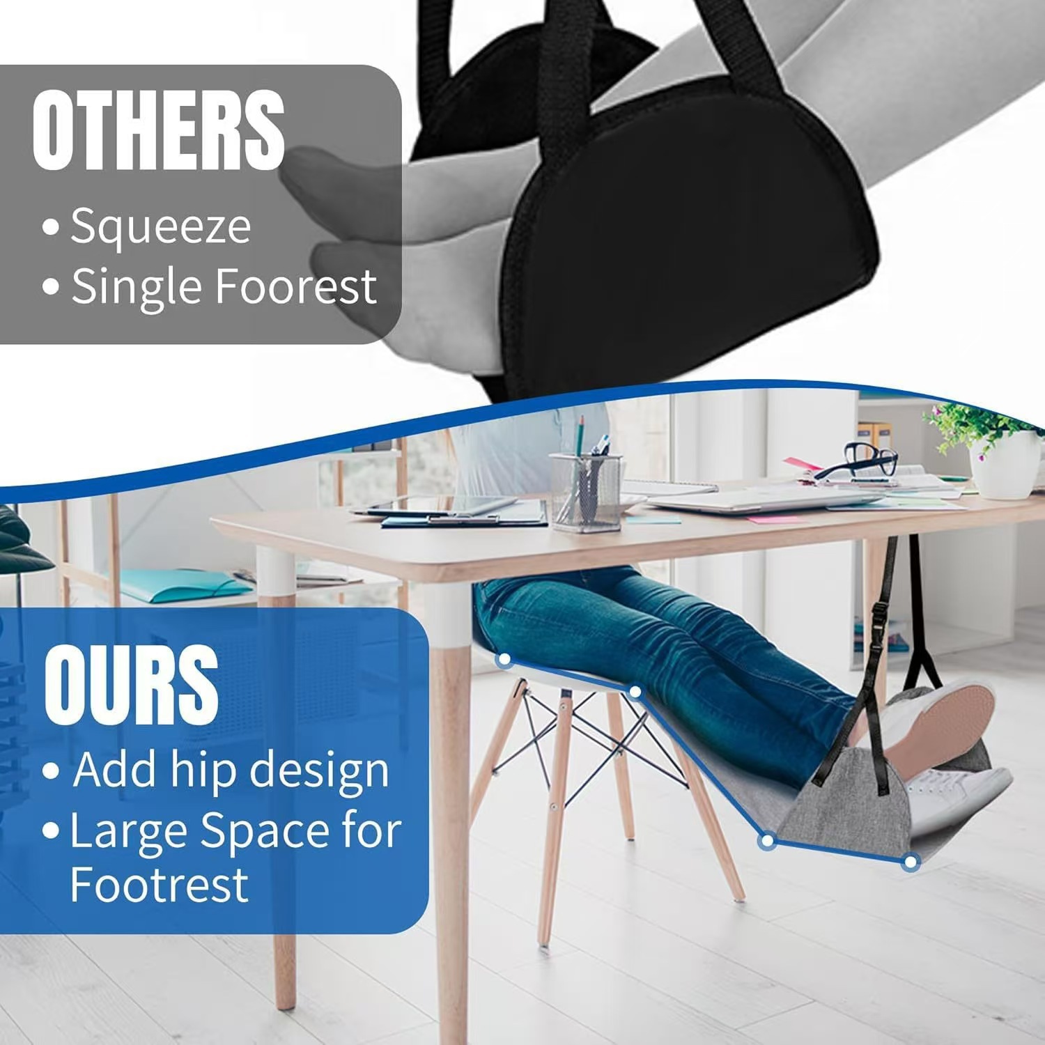 Cross-Border Adjustable Airplane Foot Hammock, Airplane Travel Footrest for Leg Rest, Travel Comfort Footrest