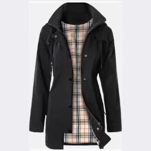 Amazon Women's New Outdoor Jacket Tight Waist Hooded Rainproof Clothes Raincoat Coat