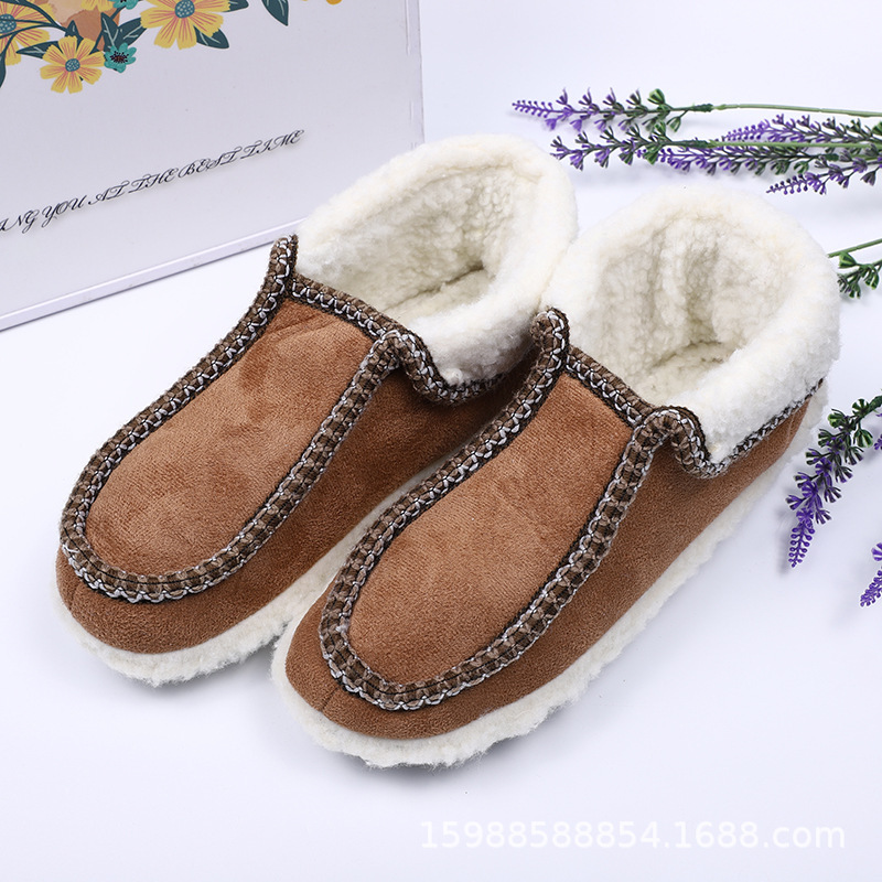 2021 Winter new men's cotton shoes TPR hard bottom indoor home shoes lambswool thick warm shoes