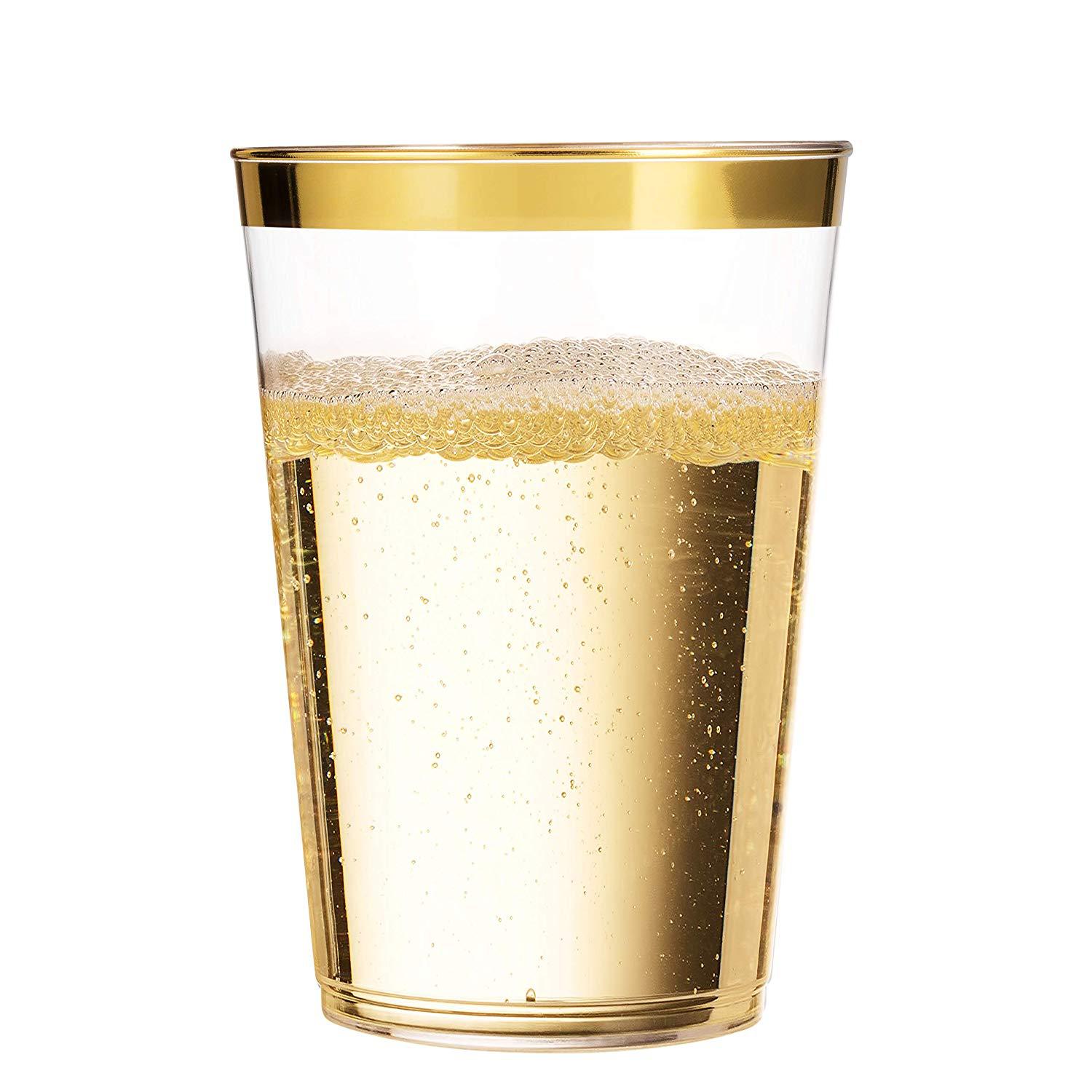 16oz Borde de oro rosa borde dorado Borde de plata taza desechable taza transparente taza de plástico