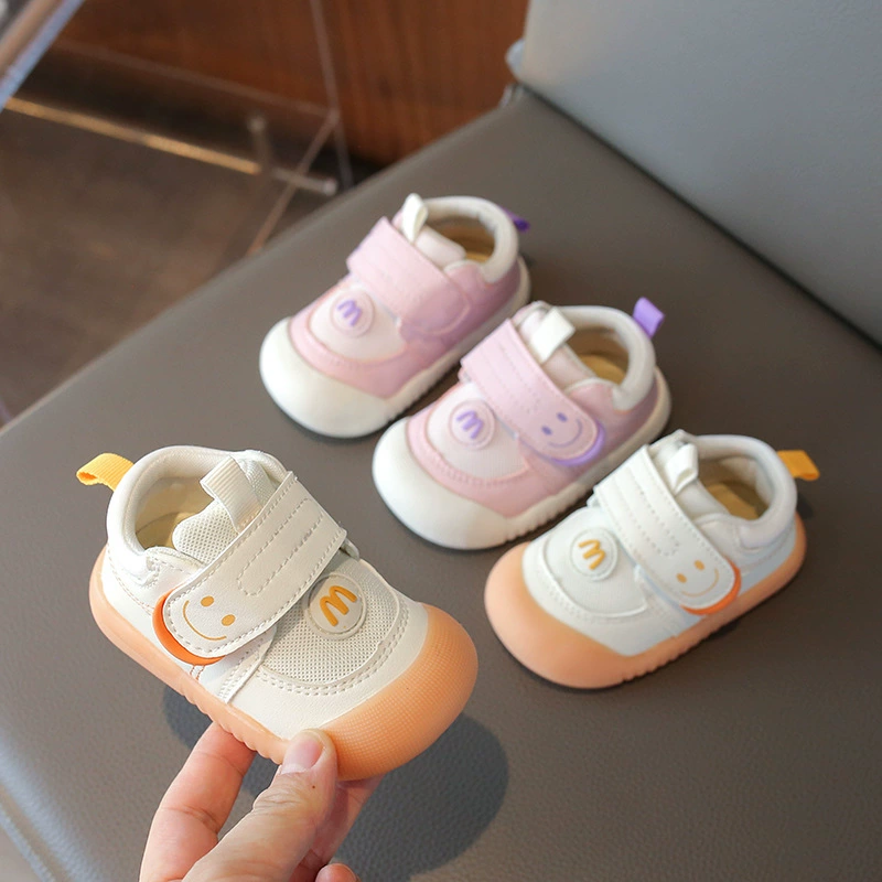 2025 осенняя обувь для малышей 0-3 лет 2 нескользящие туфли на мягкой подошве для мальчиков весенне-осенняя обувь детская обувь сетчатая обувь