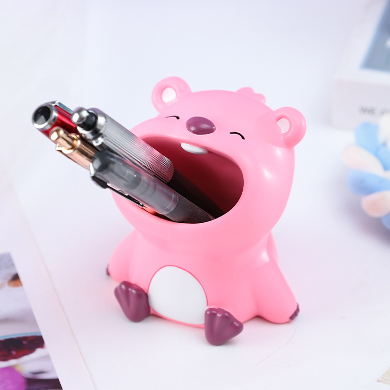 홈 오피스 데스크탑 장식 작은 장식품 도매를 저장하는 새로운 크리 에이 티브 핑크 사향 로피 귀여운 펜 홀더
