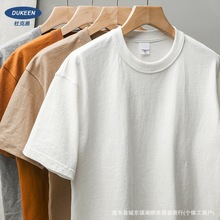 日系280G重磅t恤男短袖新疆纯棉圆领宽松纯色白色打底衫半袖夏季